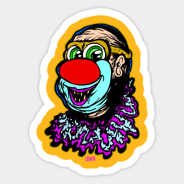 Fat Creepy Clown Sticker by peteoliveriart